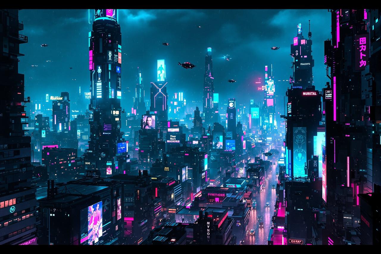 草民影视 - 赛博朋克城市夜景